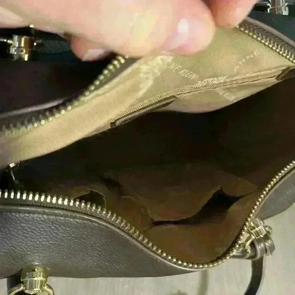 Anne Klein Logo Varsity Stripe Satchel Handbag - Picture 7 of 7